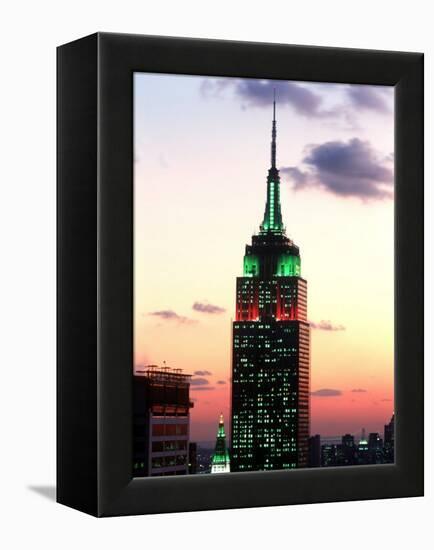 The Empire State Building Illuminated at Night-null-Framed Premier Image Canvas