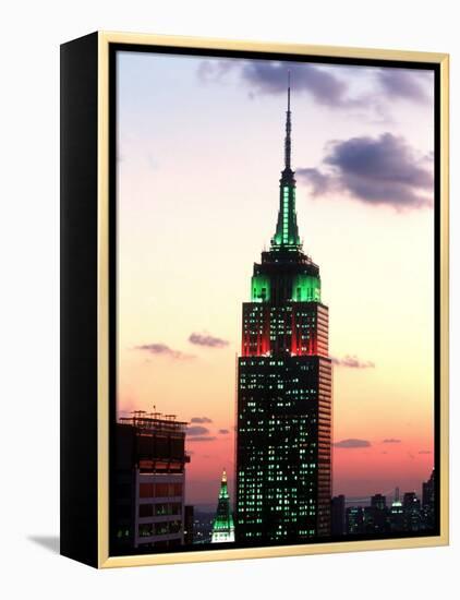 The Empire State Building Illuminated at Night-null-Framed Premier Image Canvas