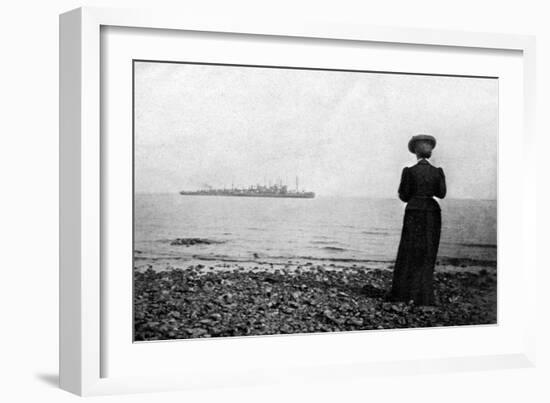 The Empress Maria Feodorovna Looking at a Danish Naval Vessel Off Hvidovre, Denmark, 1908-null-Framed Giclee Print