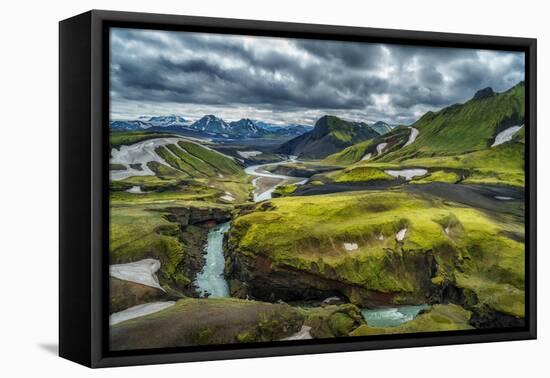 The Emstrua River, Thorsmork with the Krossarjokull Glacier in the Background, Iceland-Ragnar Th Sigurdsson-Framed Premier Image Canvas