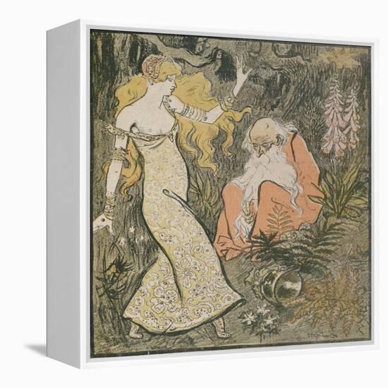 The Enchanter Merlin and the Fairy Vivien in the Forest of Broceliande-Theophile Alexandre Steinlen-Framed Premier Image Canvas