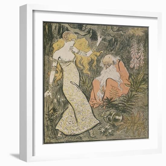 The Enchanter Merlin and the Fairy Vivien in the Forest of Broceliande-Theophile Alexandre Steinlen-Framed Giclee Print