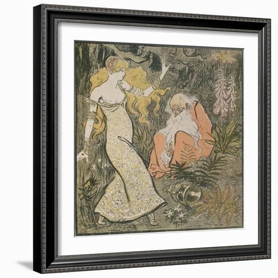 The Enchanter Merlin and the Fairy Vivien in the Forest of Broceliande-Theophile Alexandre Steinlen-Framed Giclee Print