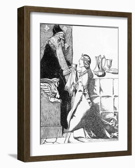 The Enchantress Vivien with the Infatuated Merlin Illustration by Howard Pyle (1853-1911) from “The-Howard Pyle-Framed Giclee Print