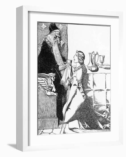 The Enchantress Vivien with the Infatuated Merlin Illustration by Howard Pyle (1853-1911) from “The-Howard Pyle-Framed Giclee Print
