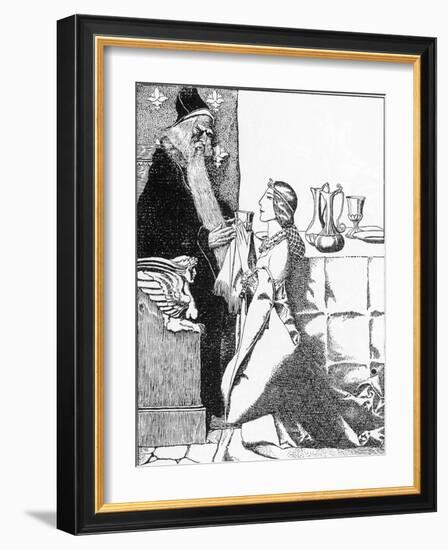 The Enchantress Vivien with the Infatuated Merlin Illustration by Howard Pyle (1853-1911) from “The-Howard Pyle-Framed Giclee Print