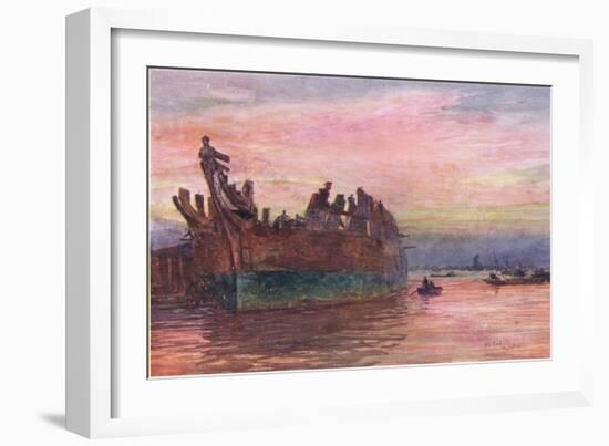 The End of an Old Warship, 1915-William Lionel Wyllie-Framed Giclee Print