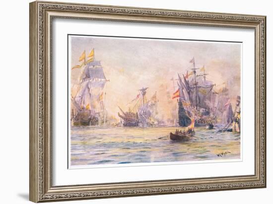 The End of the 'Gentleman Adventurer-The Revenge Captured by Spaniards 1591, 1915-William Lionel Wyllie-Framed Giclee Print