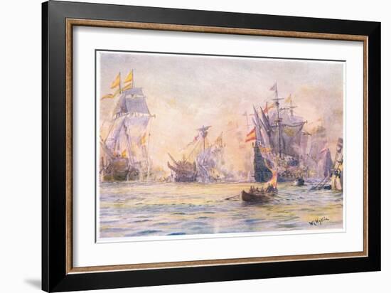 The End of the 'Gentleman Adventurer-The Revenge Captured by Spaniards 1591, 1915-William Lionel Wyllie-Framed Giclee Print