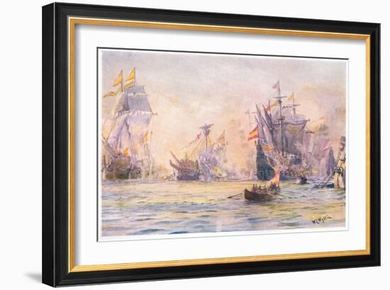 The End of the 'Gentleman Adventurer-The Revenge Captured by Spaniards 1591, 1915-William Lionel Wyllie-Framed Giclee Print