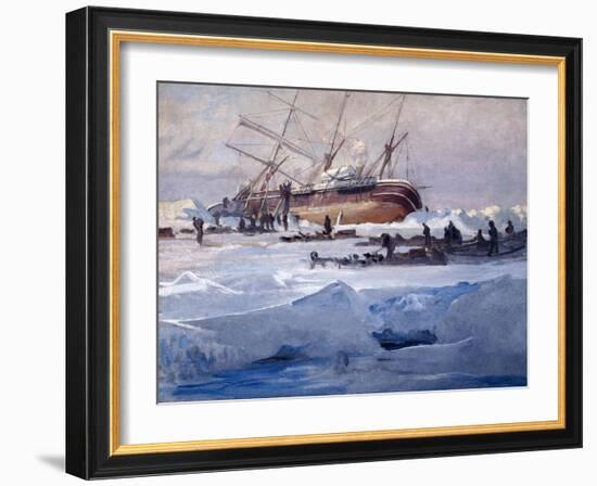 The Endurance Crushed in the Ice of the Weddell Sea, October 1915-George Marston-Framed Premium Giclee Print