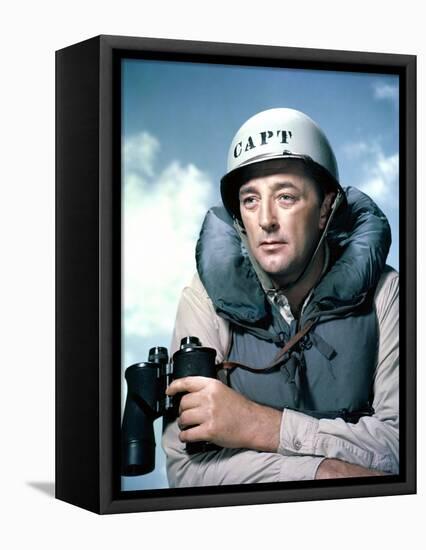 THE ENEMY BELOW by DickPowell with Robert Mitchum, 1957 (photo)-null-Framed Stretched Canvas