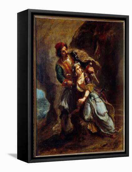 The Engagement of Abydos. Painting by Eugene Delacroix (1798-1863), 1849. H/Wood. Dim: 0,56 X 0,45-Ferdinand Victor Eugene Delacroix-Framed Premier Image Canvas