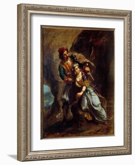 The Engagement of Abydos. Painting by Eugene Delacroix (1798-1863), 1849. H/Wood. Dim: 0,56 X 0,45-Ferdinand Victor Eugene Delacroix-Framed Giclee Print