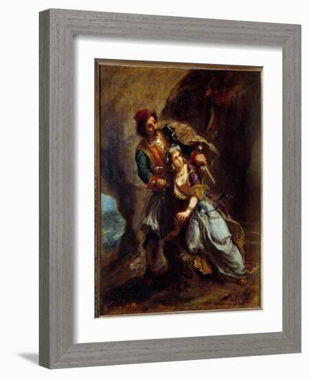 The Engagement of Abydos. Painting by Eugene Delacroix (1798-1863), 1849. H/Wood. Dim: 0,56 X 0,45-Ferdinand Victor Eugene Delacroix-Framed Giclee Print