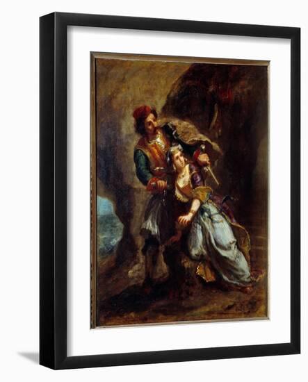 The Engagement of Abydos. Painting by Eugene Delacroix (1798-1863), 1849. H/Wood. Dim: 0,56 X 0,45-Ferdinand Victor Eugene Delacroix-Framed Giclee Print