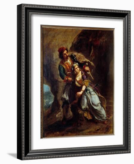 The Engagement of Abydos. Painting by Eugene Delacroix (1798-1863), 1849. H/Wood. Dim: 0,56 X 0,45-Ferdinand Victor Eugene Delacroix-Framed Giclee Print