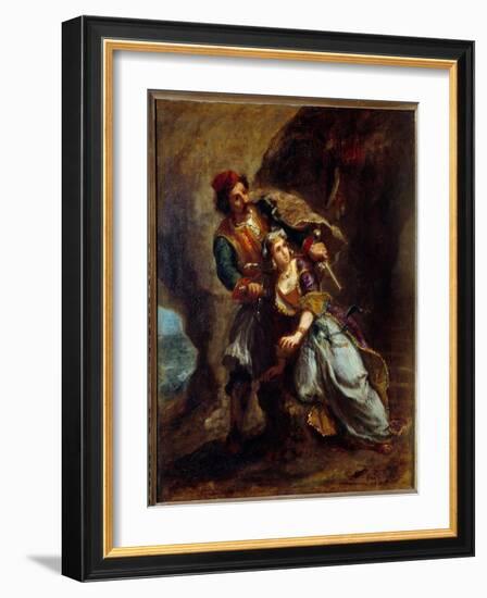 The Engagement of Abydos. Painting by Eugene Delacroix (1798-1863), 1849. H/Wood. Dim: 0,56 X 0,45-Ferdinand Victor Eugene Delacroix-Framed Giclee Print