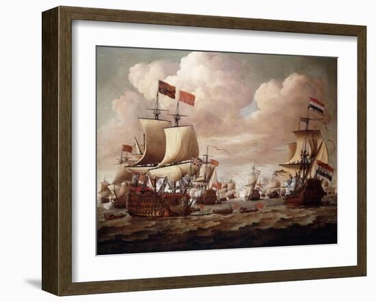 The English and Dutch Fleets Exchanging Salutes at Sea with the 'Prince' and the 'Gouden Leeuw'…-Willem van de, the Elder Velde-Framed Premium Giclee Print