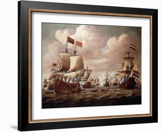 The English and Dutch Fleets Exchanging Salutes at Sea with the 'Prince' and the 'Gouden Leeuw'…-Willem van de, the Elder Velde-Framed Premium Giclee Print