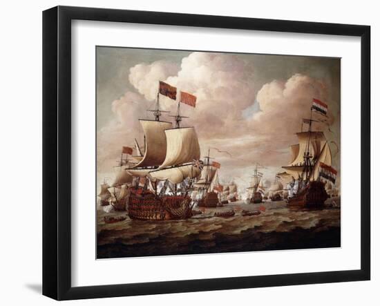 The English and Dutch Fleets Exchanging Salutes at Sea with the 'Prince' and the 'Gouden Leeuw'…-Willem van de, the Elder Velde-Framed Premium Giclee Print