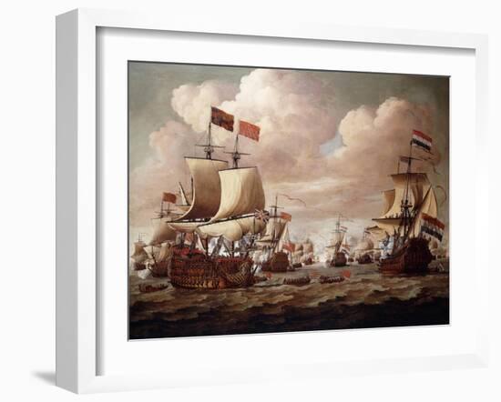 The English and Dutch Fleets Exchanging Salutes at Sea with the 'Prince' and the 'Gouden Leeuw'…-Willem van de, the Elder Velde-Framed Premium Giclee Print