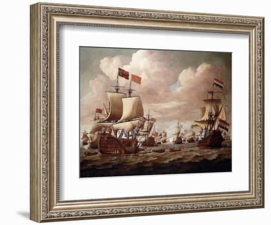 The English and Dutch Fleets Exchanging Salutes at Sea with the 'Prince' and the 'Gouden Leeuw'…-Willem van de, the Elder Velde-Framed Giclee Print