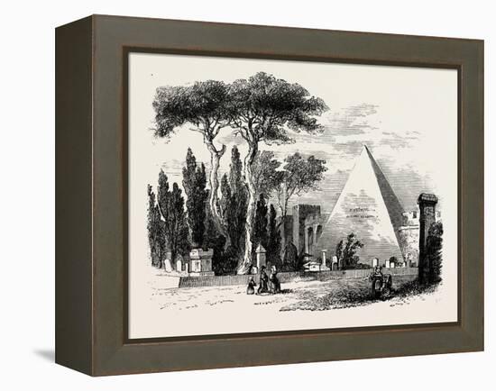 The English Cemetery and Pyramid of Caius Cestius. Rome Italy-null-Framed Premier Image Canvas