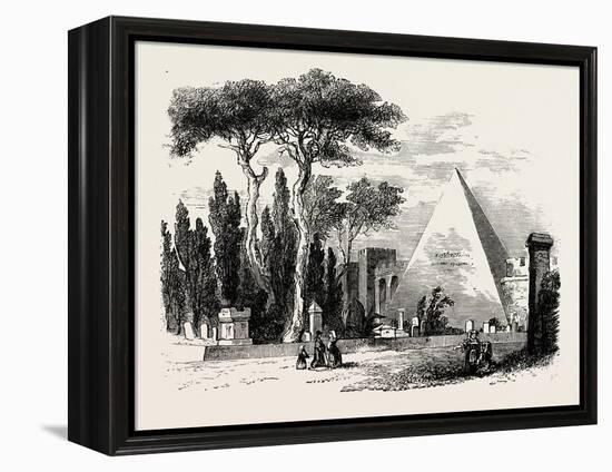 The English Cemetery and Pyramid of Caius Cestius. Rome Italy-null-Framed Premier Image Canvas