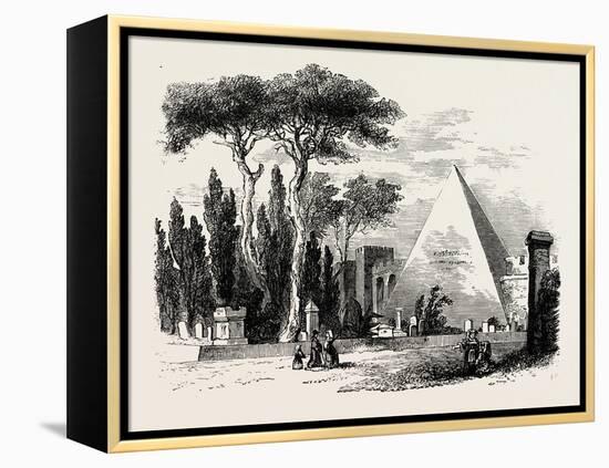 The English Cemetery and Pyramid of Caius Cestius. Rome Italy-null-Framed Premier Image Canvas