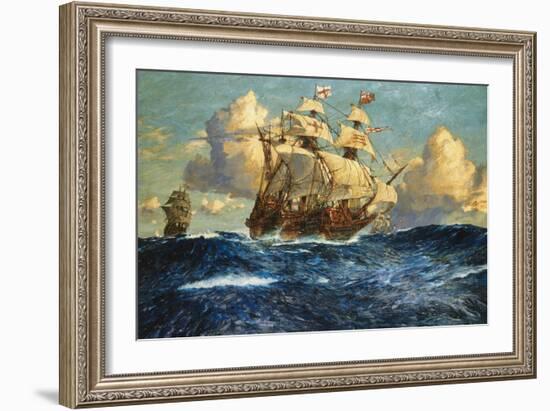 The English Fleet at Sea-Charles Dixon-Framed Giclee Print