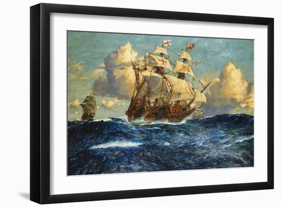 The English Fleet at Sea-Charles Dixon-Framed Giclee Print