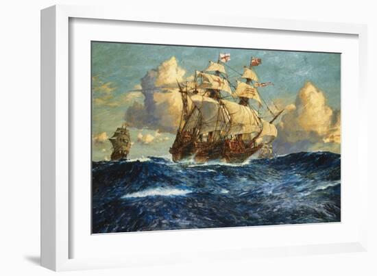 The English Fleet at Sea-Charles Dixon-Framed Giclee Print