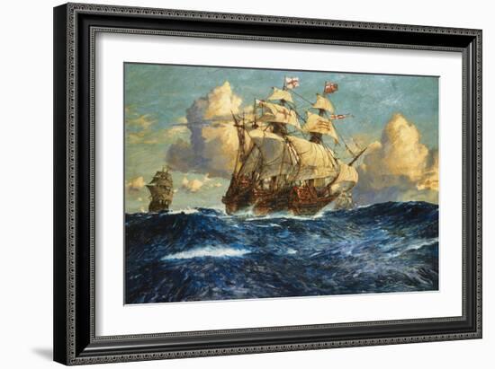 The English Fleet at Sea-Charles Dixon-Framed Giclee Print