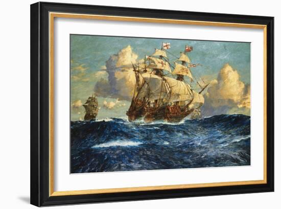 The English Fleet at Sea-Charles Dixon-Framed Giclee Print