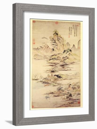 The Enjoyment of the Fisherman in the Water Village-Yun Shouping-Framed Giclee Print