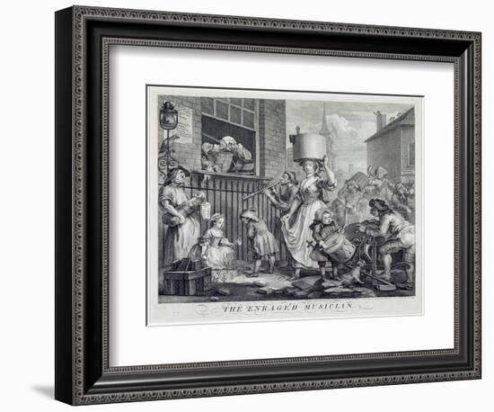 The Enraged Musician, 1741 (Engraving)-William Hogarth-Framed Giclee Print