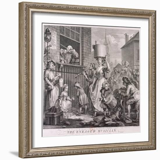 The Enraged Musician, 1741-William Hogarth-Framed Giclee Print