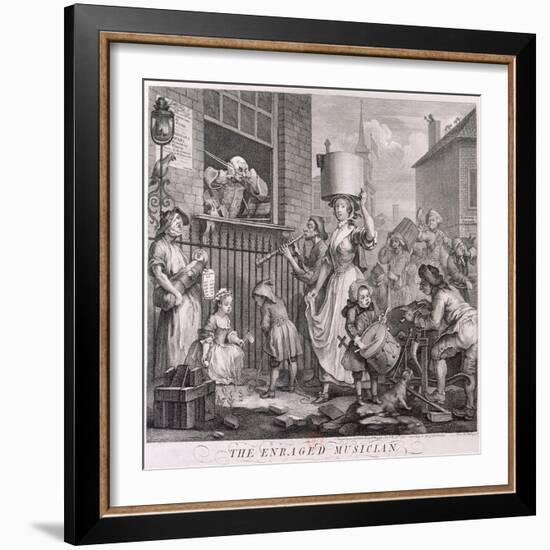 The Enraged Musician, 1741-William Hogarth-Framed Giclee Print