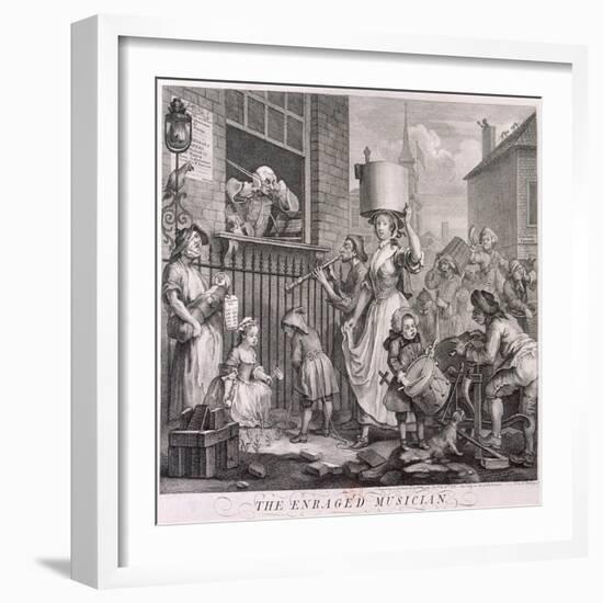 The Enraged Musician, 1741-William Hogarth-Framed Giclee Print