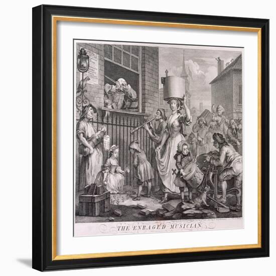 The Enraged Musician, 1741-William Hogarth-Framed Giclee Print