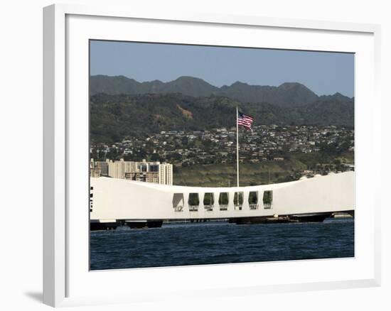 The Ensign Flies Over the Arizona Memorial-Stocktrek Images-Framed Photographic Print