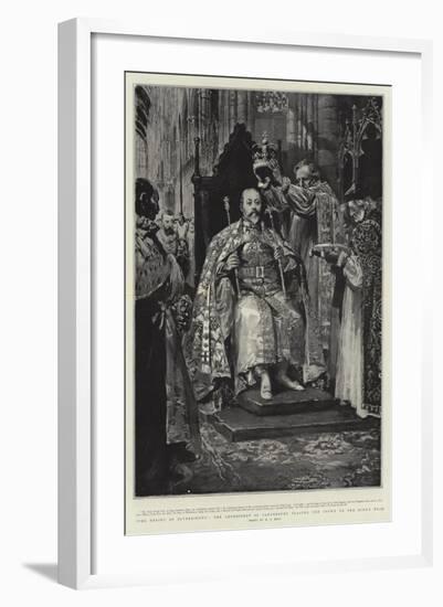 The Ensign of Sovereignty, the Archbishop of Canterbury Placing the Crown on the King's Head-William T. Maud-Framed Giclee Print