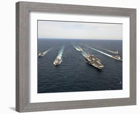 The Enterprise Carrier Strike Group Transits the Atlantic Ocean-Stocktrek Images-Framed Photographic Print