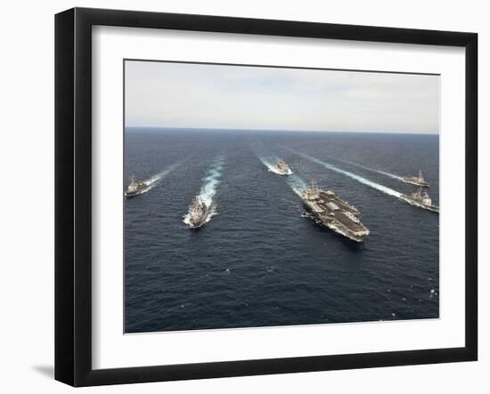 The Enterprise Carrier Strike Group Transits the Atlantic Ocean-Stocktrek Images-Framed Photographic Print