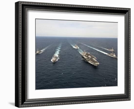 The Enterprise Carrier Strike Group Transits the Atlantic Ocean-Stocktrek Images-Framed Photographic Print