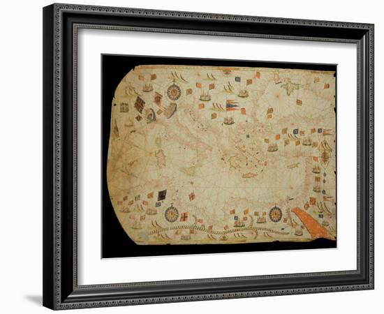 The Entire Mediterranean Basin, from a Nautical Chart-Calopodio da Candia-Framed Giclee Print