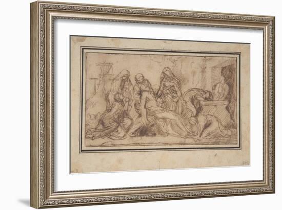 The Entombment, C.1656–57 (Pen and Brown Ink)-Nicolas Poussin-Framed Giclee Print
