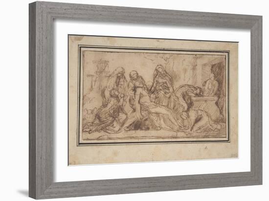 The Entombment, C.1656–57 (Pen and Brown Ink)-Nicolas Poussin-Framed Giclee Print