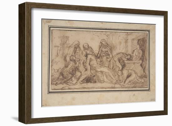 The Entombment, C.1656–57 (Pen and Brown Ink)-Nicolas Poussin-Framed Giclee Print